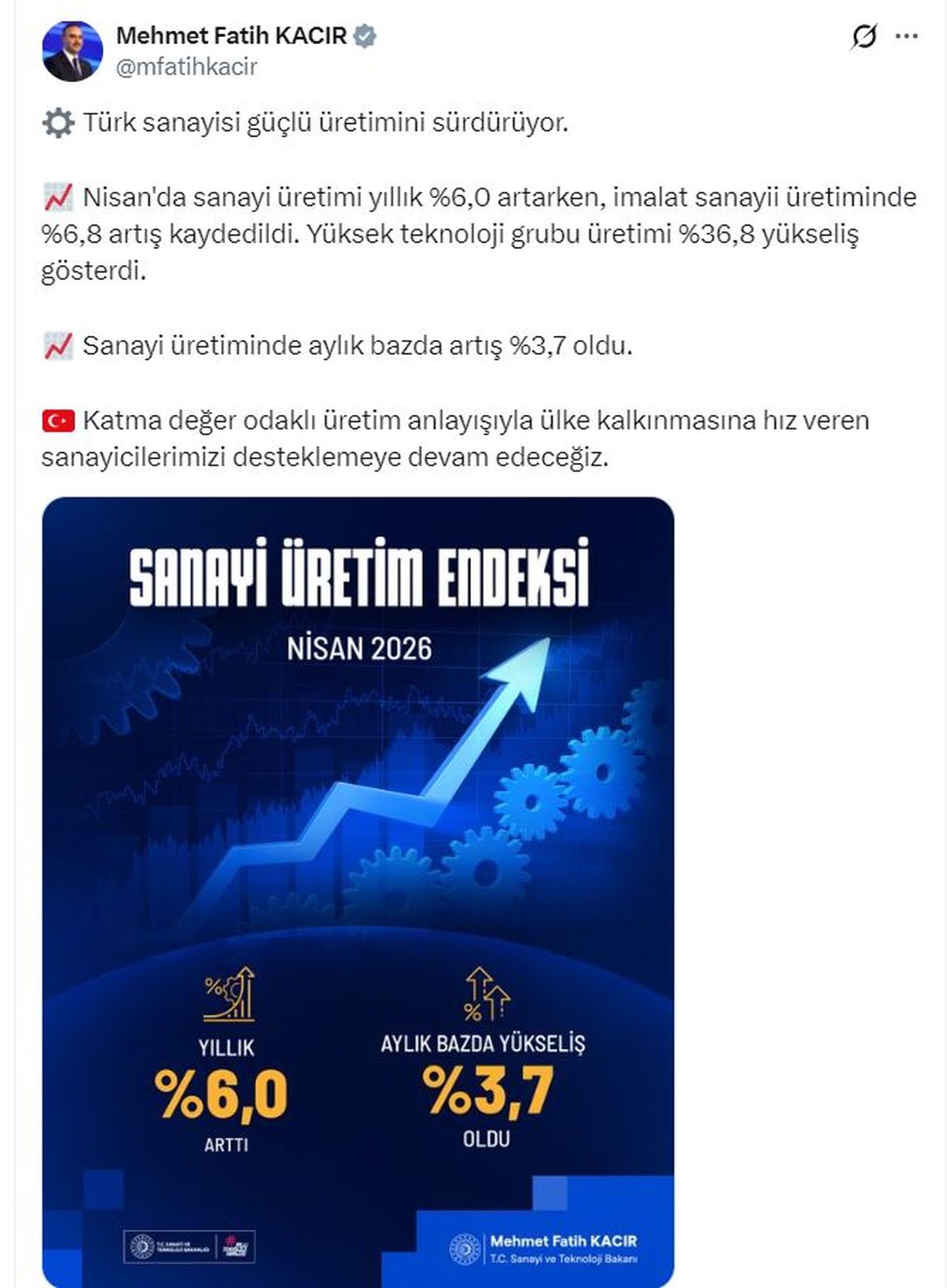 Bakan Kacır: Sanayicilerimizi desteklemeye devam edeceğiz