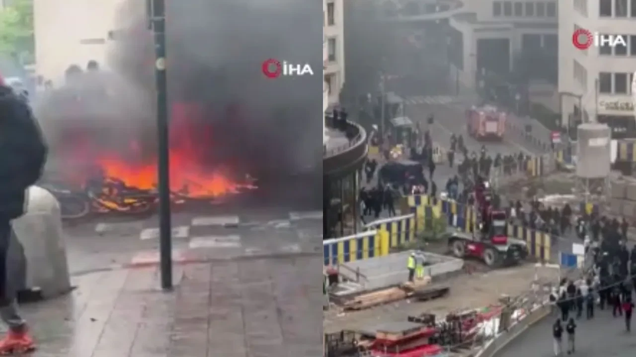 Brüksel'i tasarruf paketi karıştırdı, gençler sokağa indi! Protestolar çatışmaya dönüştü