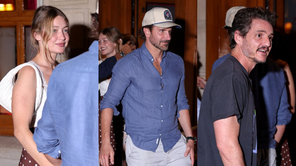 Gigi Hadid ve Bradley Cooper çifti Pedro Pascal'la akşam yemeğinde