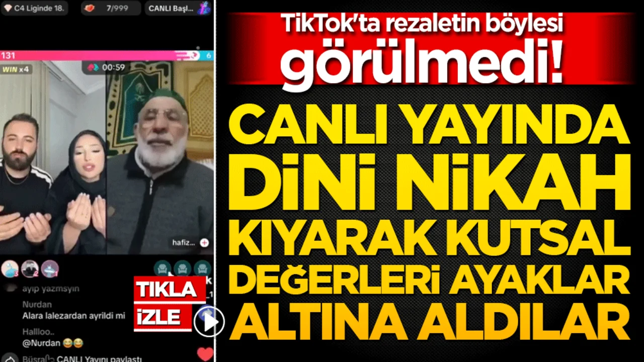 TikTok'ta rezaletin böylesi görülmedi! Canlı yayında dini nikah kıyarak kutsal değerleri ayaklar altına aldılar!