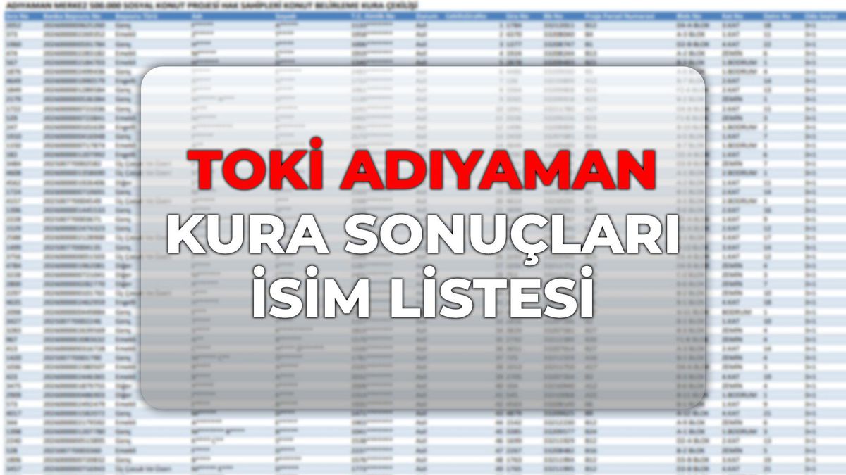 TOKİ Adıyaman kura sonuçları İSİM LİSTESİ! TOKİ Adıyaman konut belirleme kurası sonuçları nereden bakılır?