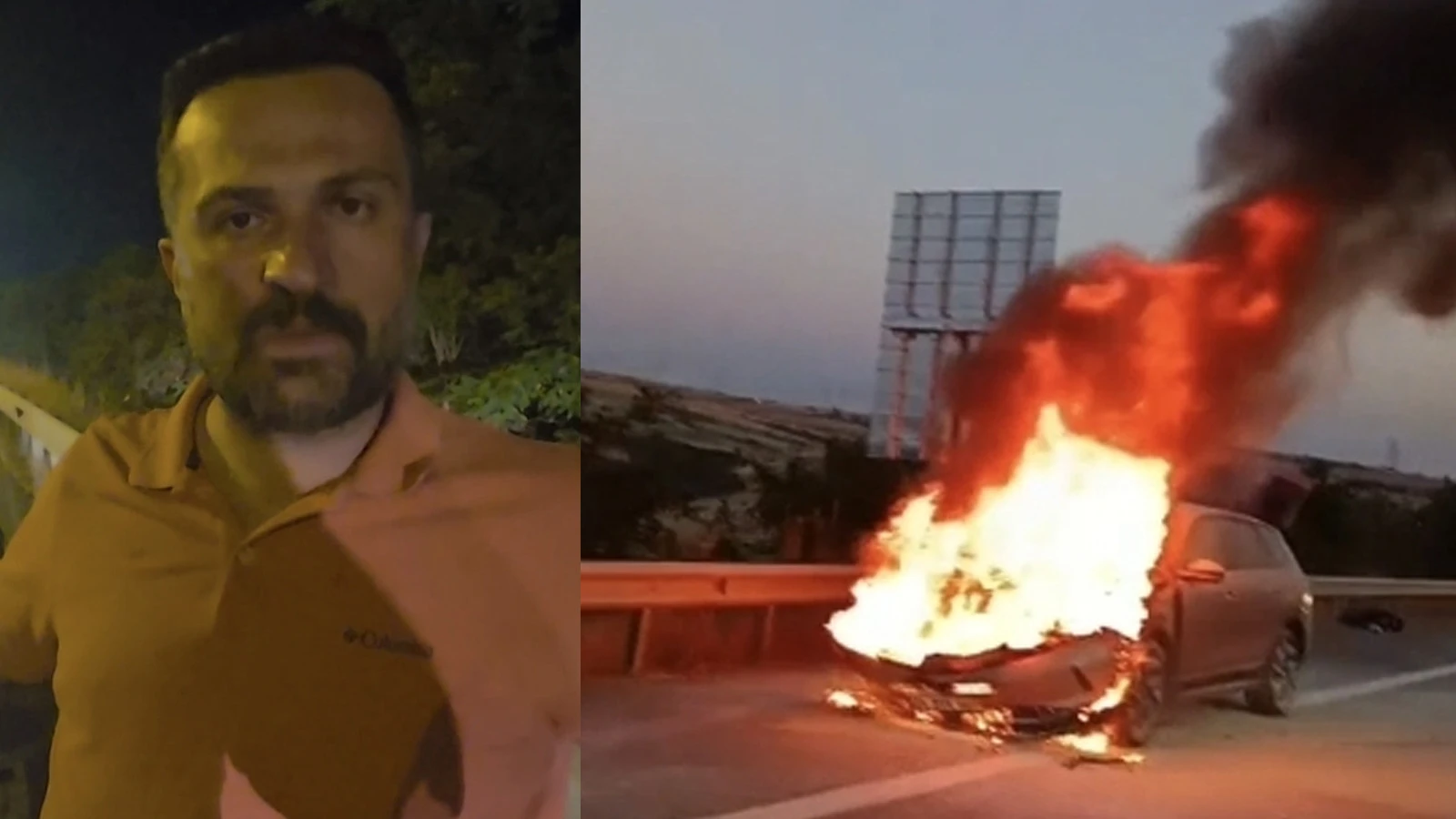 Çatalca'da elektrikli otomobil alevlere teslim oldu! "Ailemi bir buçuk dakika arayla kurtardım"