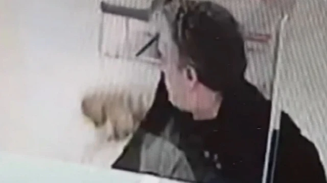 Bankada işlem yaparken üzerine kedi düştü: O anlar kamerada