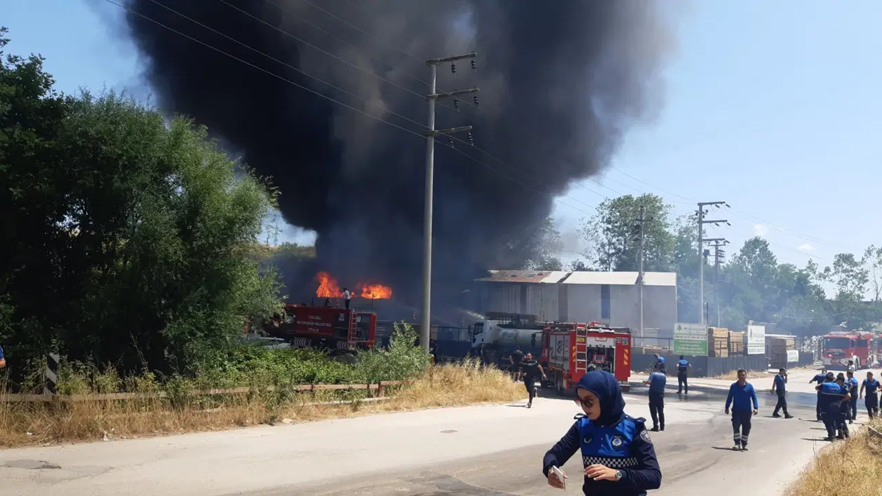 Kocaeli'nde metal ambalaj ve boya fabrikasında yangın