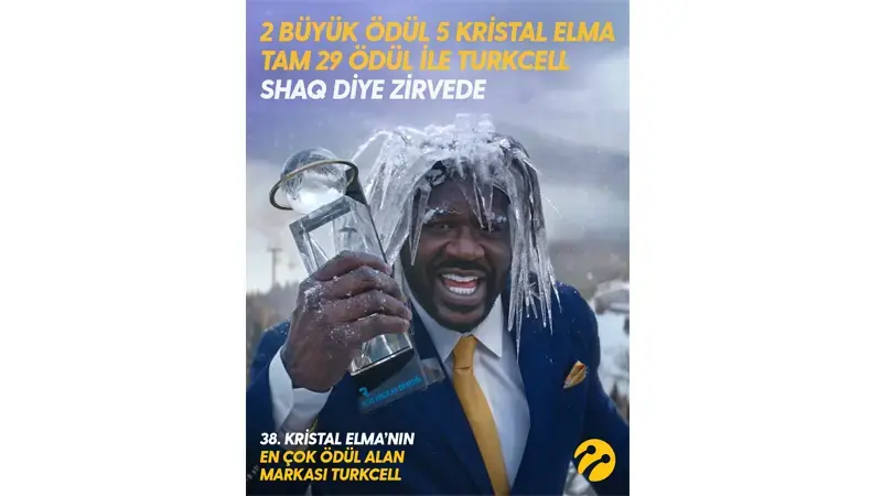 Turkcell’in ‘Shaq diye 5G’ reklamına Kristal Elma’dan toplam 29 ödül