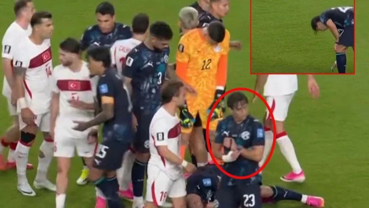 Türkiye-Paraguay maçında ilginç görüntü! Futbolcu hakemin saatini çaldı…