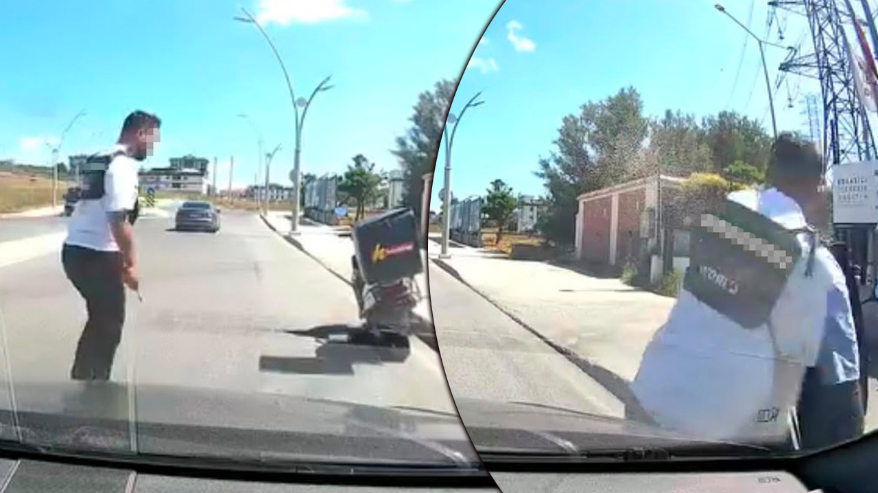 ‘Telefonla oymana’ dedi, korkuyu yaşadı! Trafikte tornavidalı saldırı girişimi kamerada