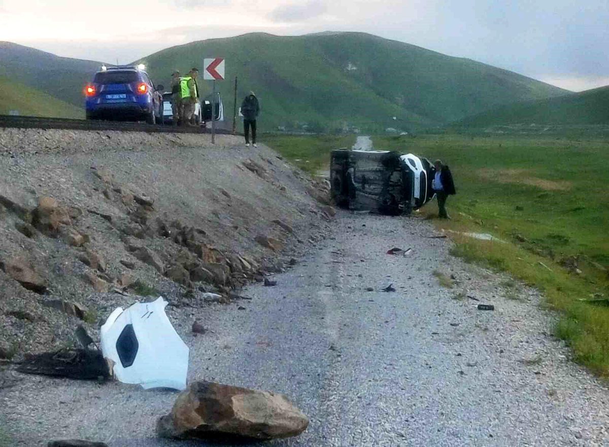 Van'da şarampole yuvarlanan kamyonetin sürücüsü yaralandı