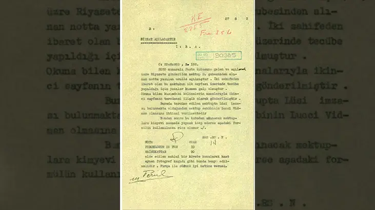 MİT 1933 tarihli belgeyi yayımladı! Gizli mektuplar için özel formül