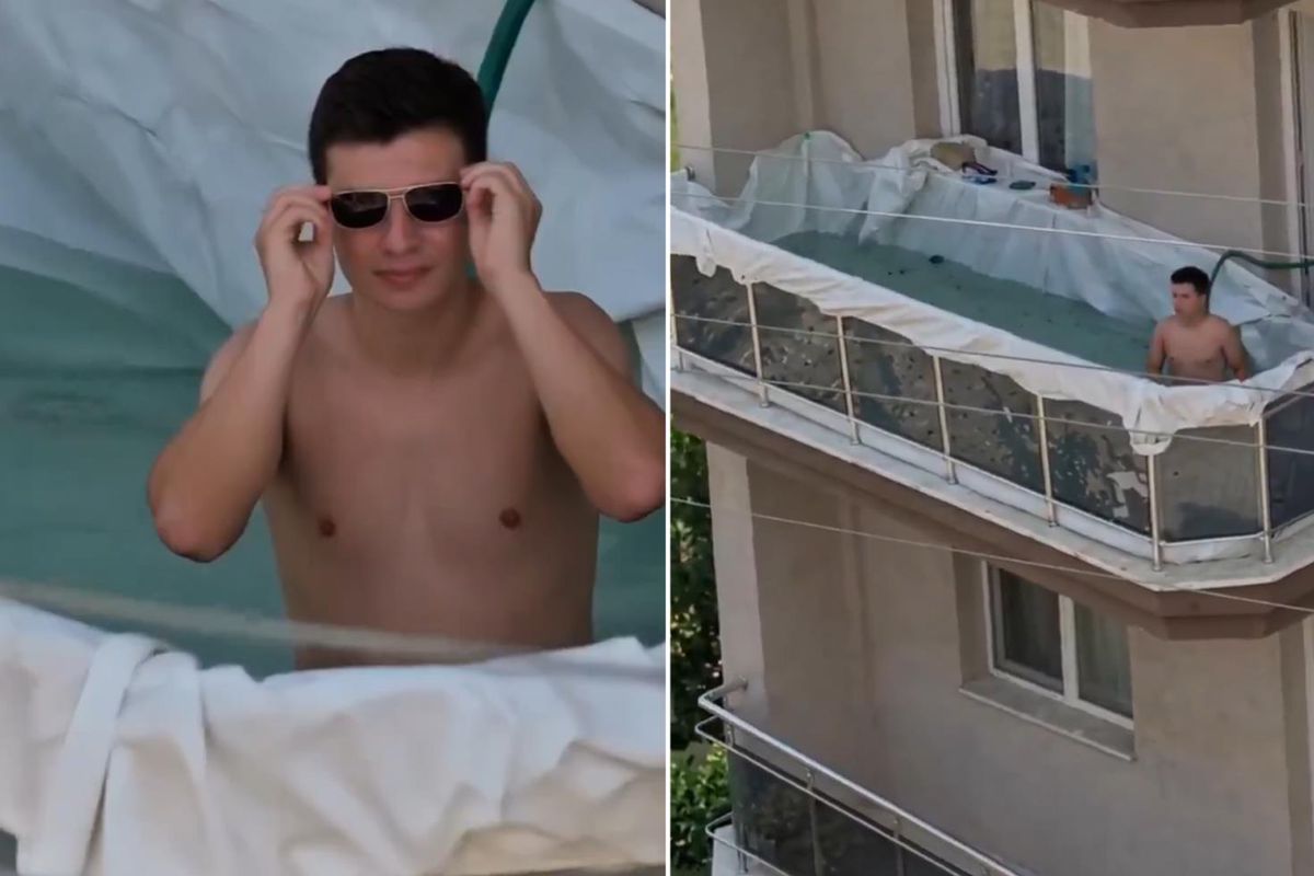 Yaz sıcağına "Mühendis" çözümü! Balkonunu devasa bir havuza çevirdi