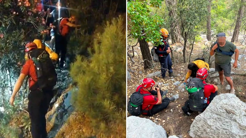 Antalya'da mahsur kalan çift telefondan gönderdikleri SOS bildirimiyle kurtarıldı