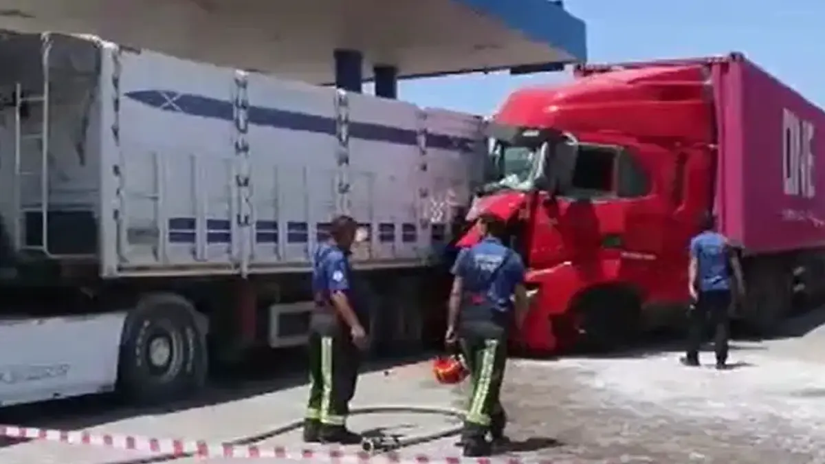 Arı sokunca direksiyon başında bayıldı! Kontrolden çıkan TIR akaryakıt istasyonuna daldı
