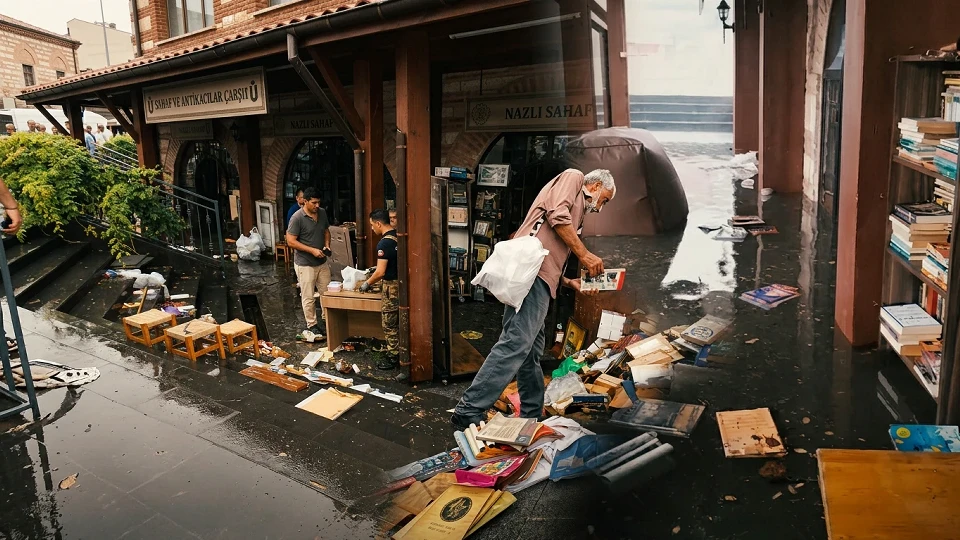 Üsküdar Sahaflar Çarşısı sele teslim: Bir metreyi aşan baskında yüzlerce eser mahvoldu | Gündem Haberleri