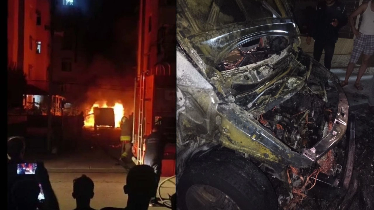 Gece yarısı alevleri görenler itfaiyeyi aradı: Park halindeki otomobil alev alev yandı!