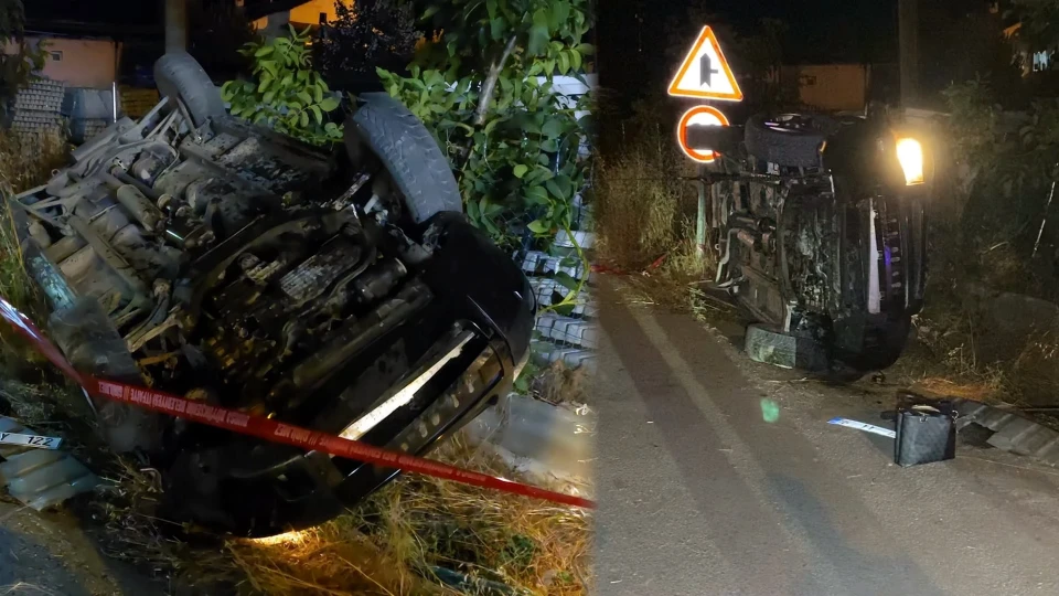 Virajı alamayan otomobil bahçe çitlerine çarptı: İki kişi hastaneye kaldırıldı