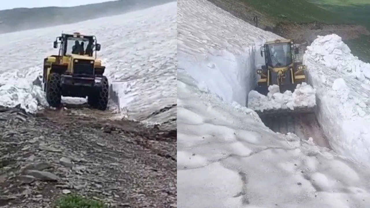 Kars’ta temmuz ortasındaki 3 metrelik kar manzarası hayrete düşürdü