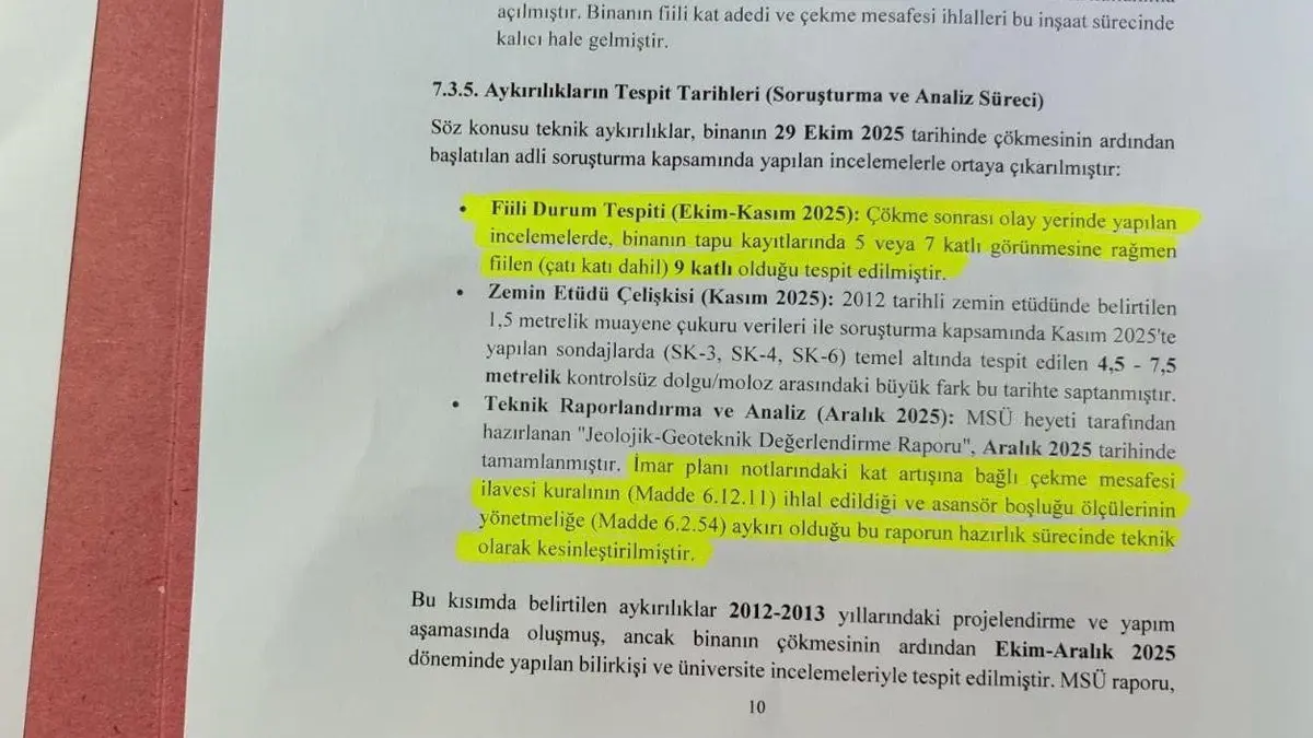 Gebze’deki çöken bina ile ilgili nihai rapor savcılığa sunuldu