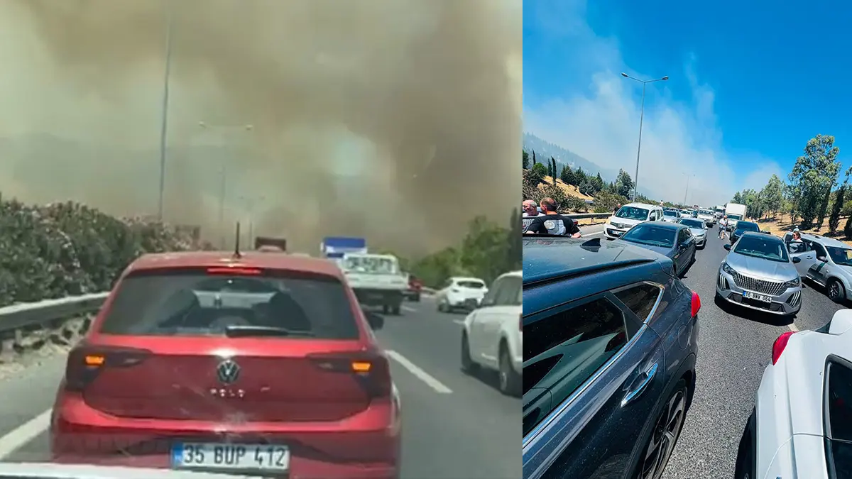 Manisa'daki yangından korkutan görüntüler! İzmir-İstanbul Otoyolu'na ulaştı: Ekipler seferber oldu