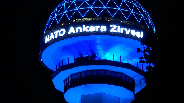 Atakule NATO Zirvesi'ne özel ışıklandırıldı