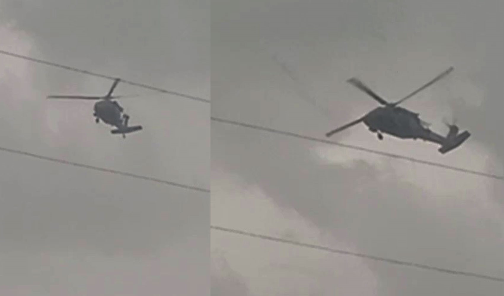 Askeri helikopter dolu ve yağmura yakalandı
