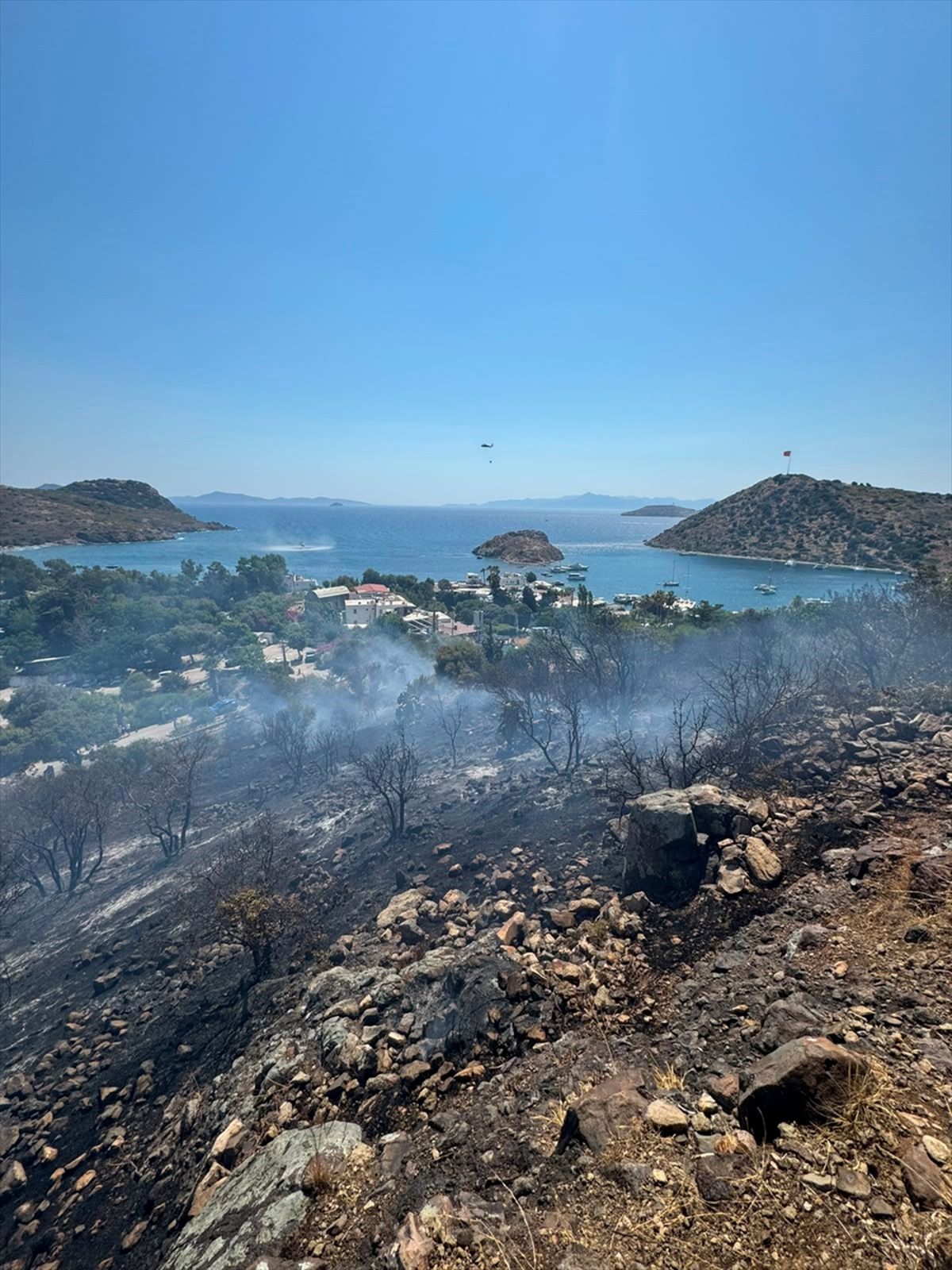 Bodrum'da makilik ve otluk alanda çıkan yangın söndürüldü