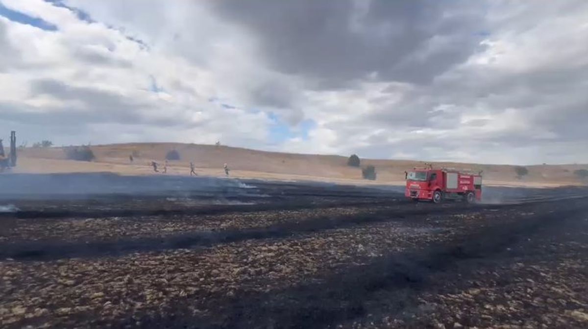 Çorum'da anız yangını