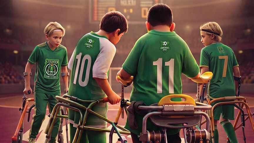 Serebral palsili çocukların frame futbol takımı Walker Spor, İsveç'te