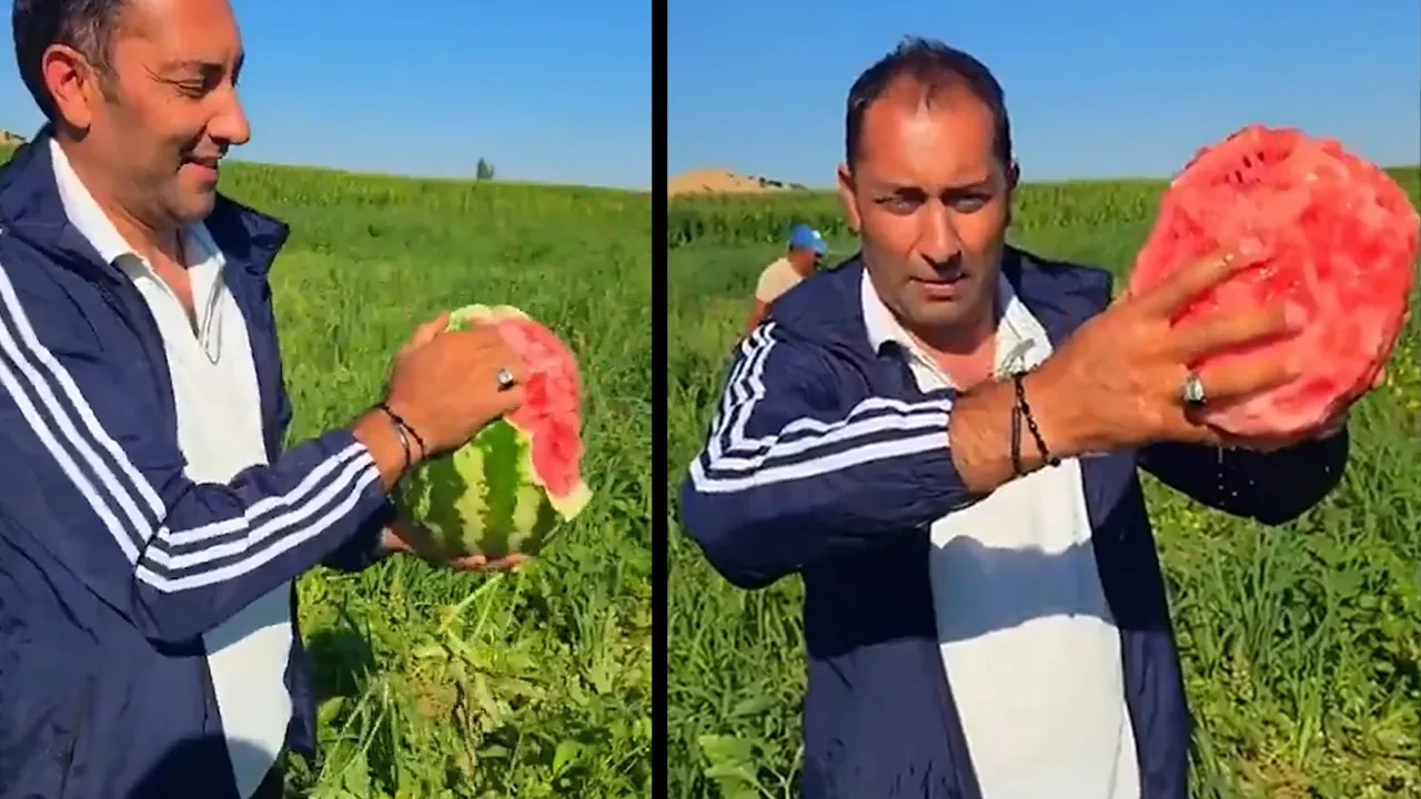 Elleriyle karpuz soyan manav görenleri şoke etti! Video yorum yağmuruna tutuldu: İşte o ilginç anlar