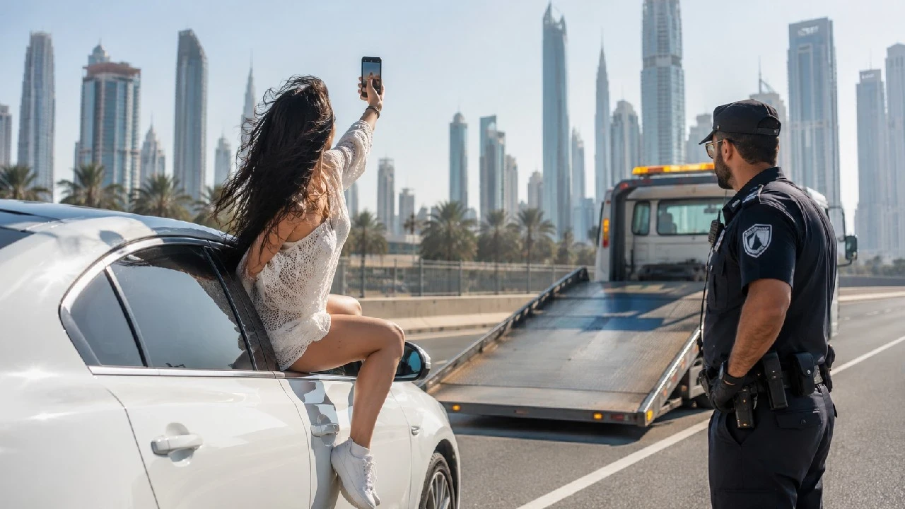 Tehlikeli fotoğraf çekimi yapan kadın trafikten men edildi