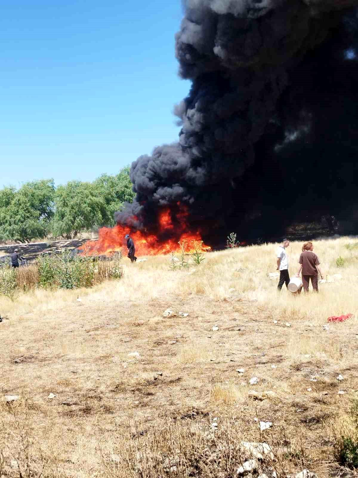 Eskişehir'de sigara izmaritinin neden olduğu yangını köylüler büyümeden söndürdü