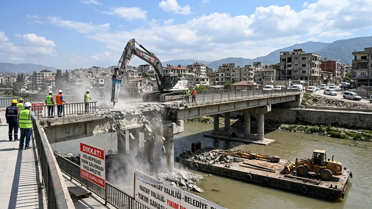 Antakya'nın yarım asırlık hafızası siliniyor: 54 yıllık Ata Köprüsü'nde yıkım başladı