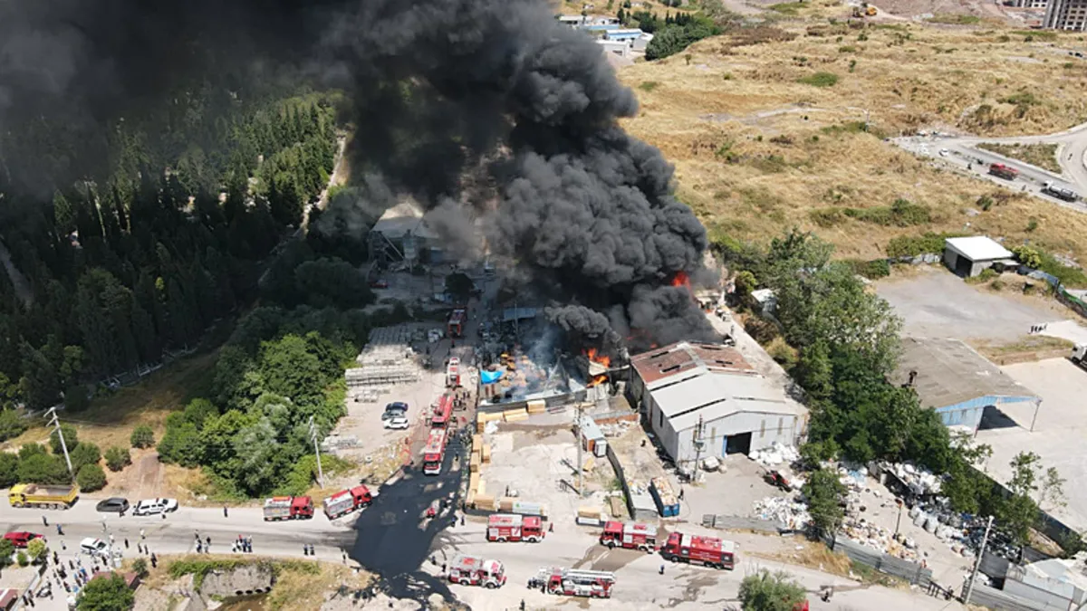 Kocaeli'deki ambalaj boya fabrikasında yangın