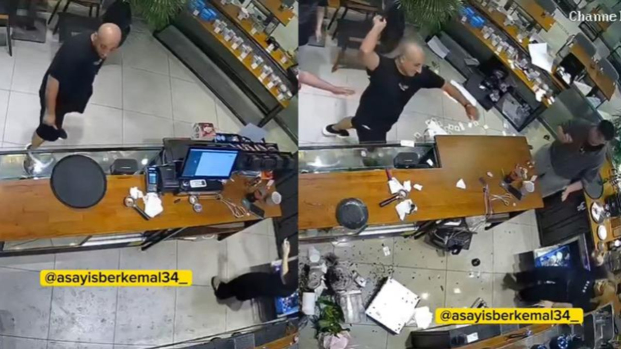 Uyarılınca çıldırdı! Kafeyi savaş alanına çevirdi! Korku dolu anlar kamerada