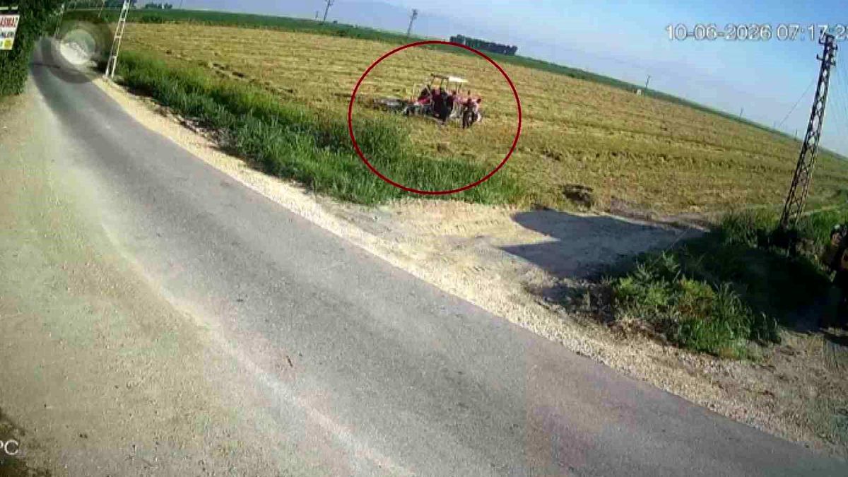 Traktörün pulluğuna takılarak ölümle burun buruna gelen çiftçinin korku dolu anları kamerada