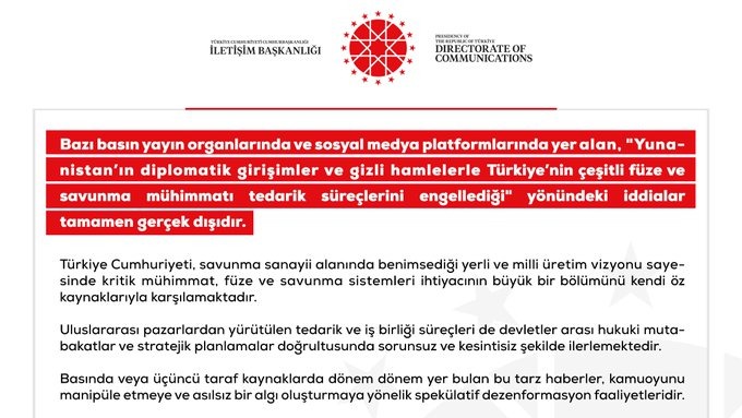 Dezenformasyonla Mücadele Merkezi, Türkiye'nin savunma tedarik süreçlerine ilişkin iddiaları yalanladı