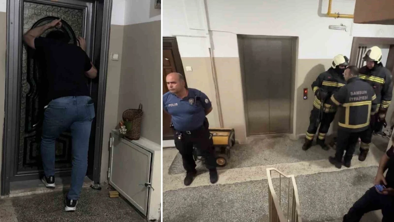 Samsun'da ekiplerin zor anları: Ateşe verdiği dairesinden çıkmayı reddetti