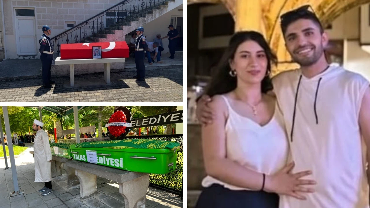 Kazada ölen uzman çavuş, eşi ve 8 aylık bebeği son yolculuğuna uğurlandı
