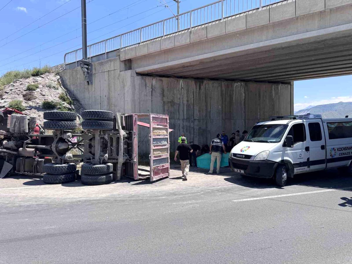 Damperi açılan kamyon köprüye çarptı: 1 ölü