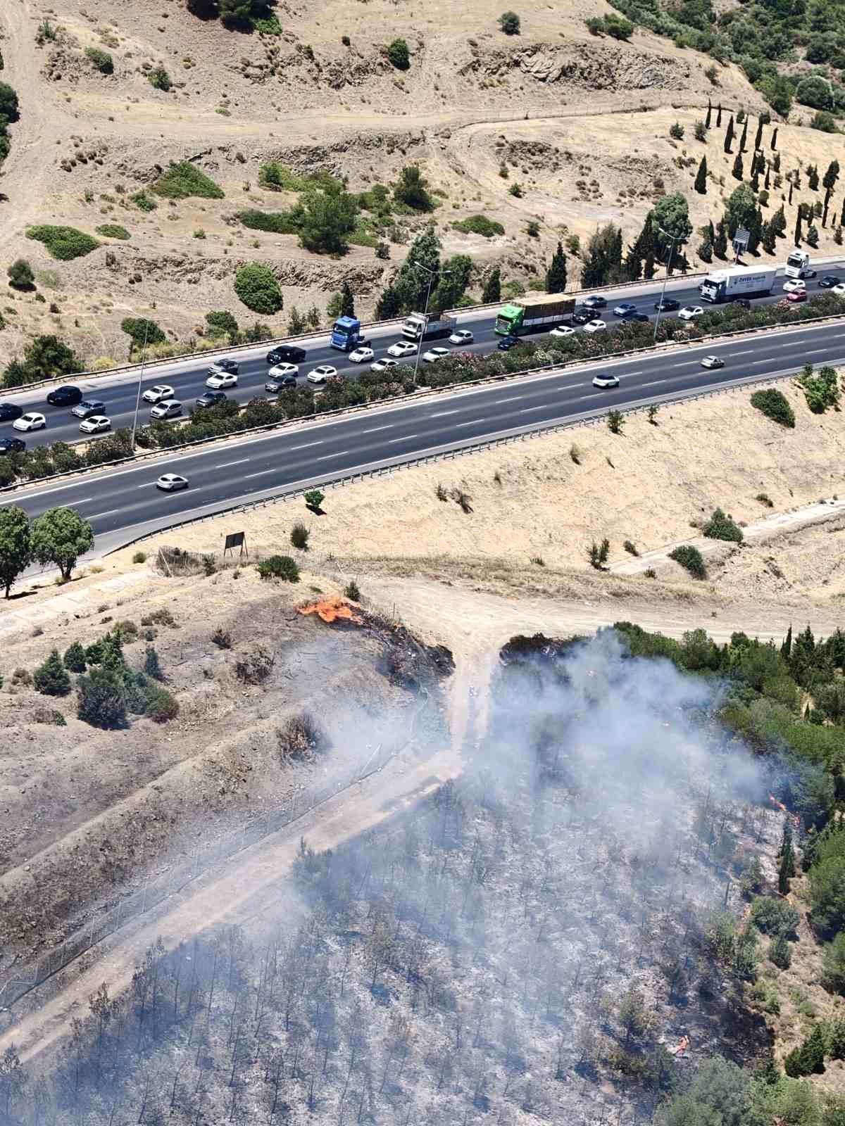 Buca'daki yangına havadan ve karadan müdahale