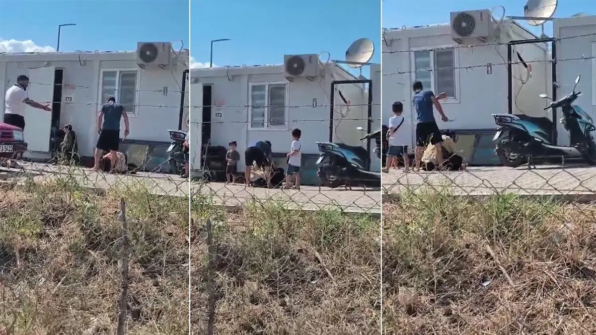 Görüntüler kan dondurdu! Çocuklarının gözü önünde öldüresiye dövdü
