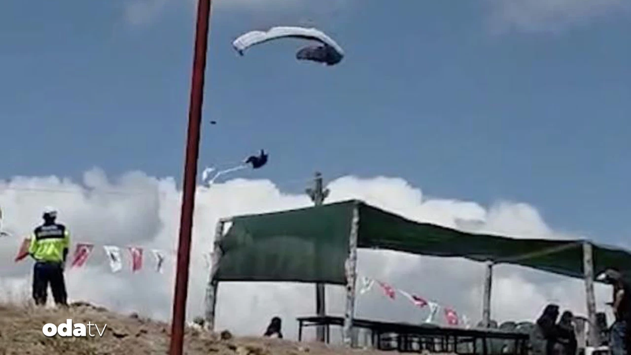 Çorum'da yamaç paraşütü pilotunun düşme anı kamerada