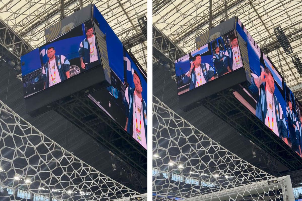 Lionel Messi dev ekranda gösterildi, stadyumda yer yerinden oynadı