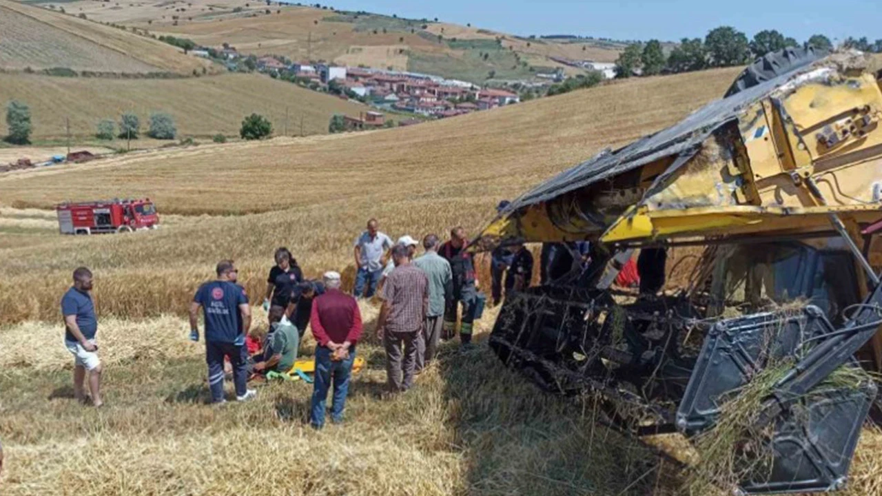 Samsun’da biçerdöver kazası: Devrilen araçta sıkışan operatör kurtarıldı