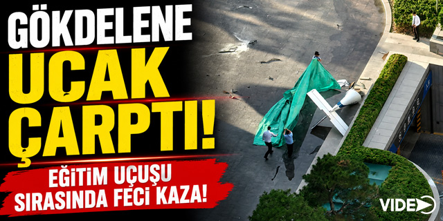 Gökdelene uçak çarptı!