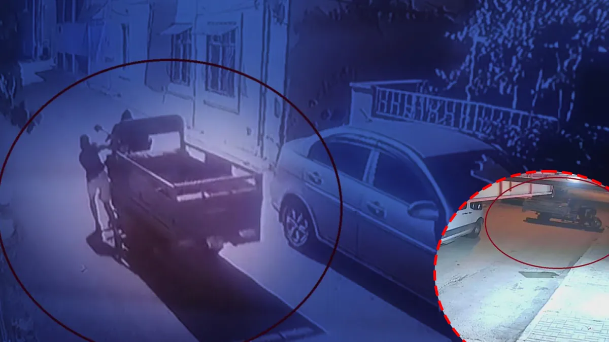 Hatay'da ilginç hırsızlık! Çalıştıramadıkları motosikleti iterek çaldılar: O anlar kamerada