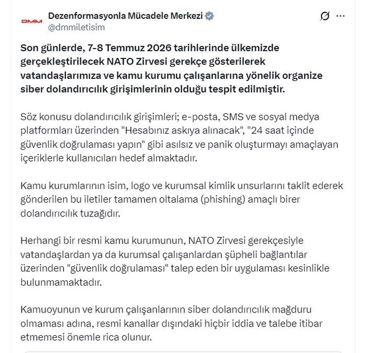 DMM'den 'NATO Zirvesi' adıyla dolandırıcılığa karşı uyarı
