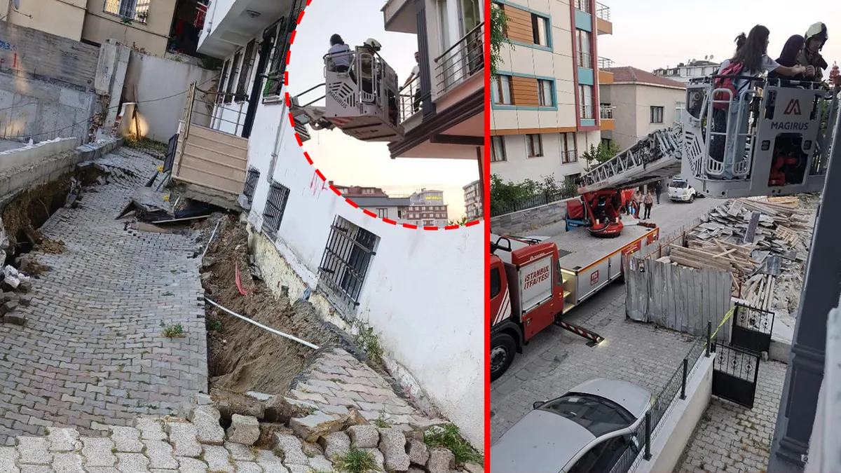 Küçükçekmece’de ekipler alarma geçti! 5 katlı binanın giriş katı çöktü: 29 kişi tahliye edildi!