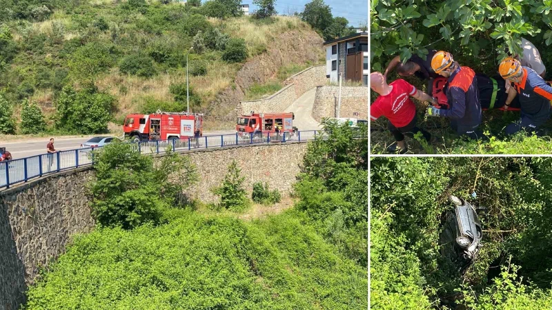 Kocaeli'de feci kaza: 80 metrelik uçuruma yuvarlandı