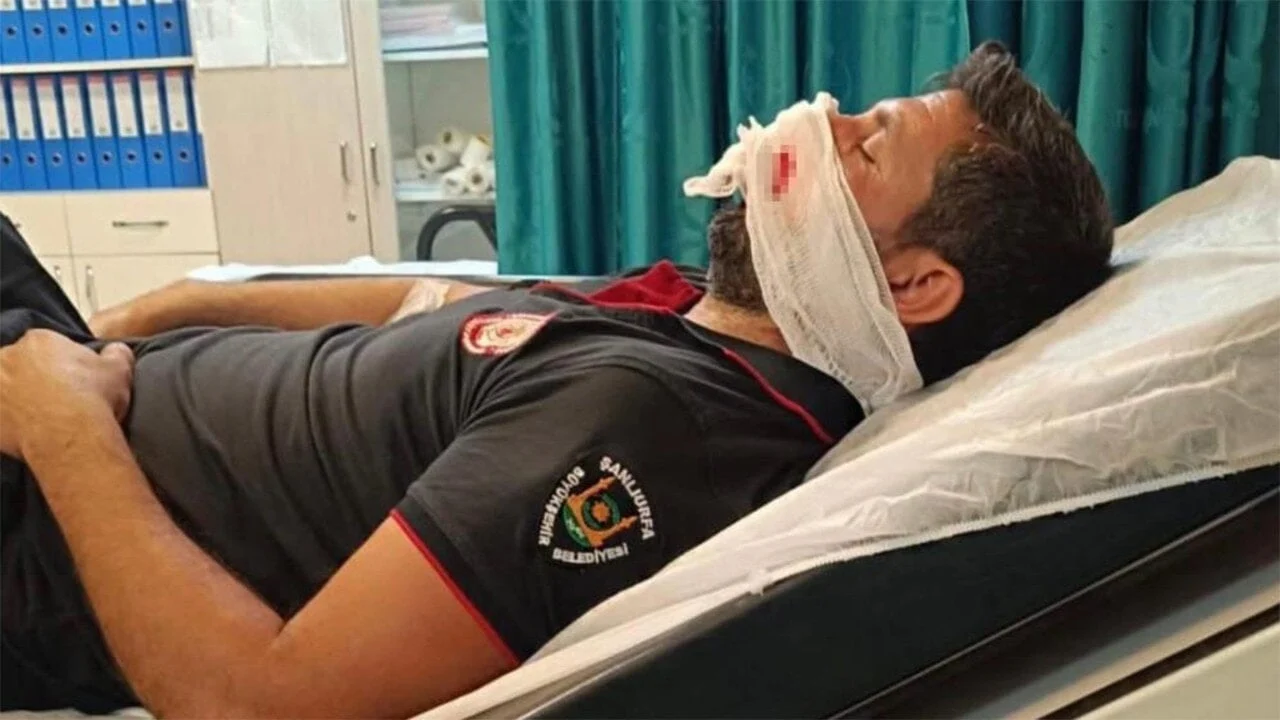 İtfaiye aracının lastiği bomba gibi patladı