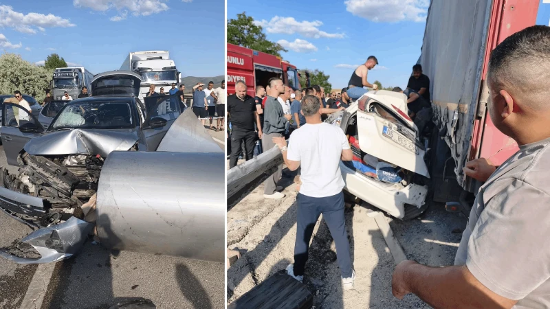 Çankırı'da lastiği patlayan TIR otomobile çarptı: Dört kişi yaralandı